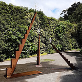 Anna Korver nz steel, marble, wood sculptor, steel staircase